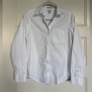L.L. Bean White Dress Shirt with Tailored Fit Wrinkle Free